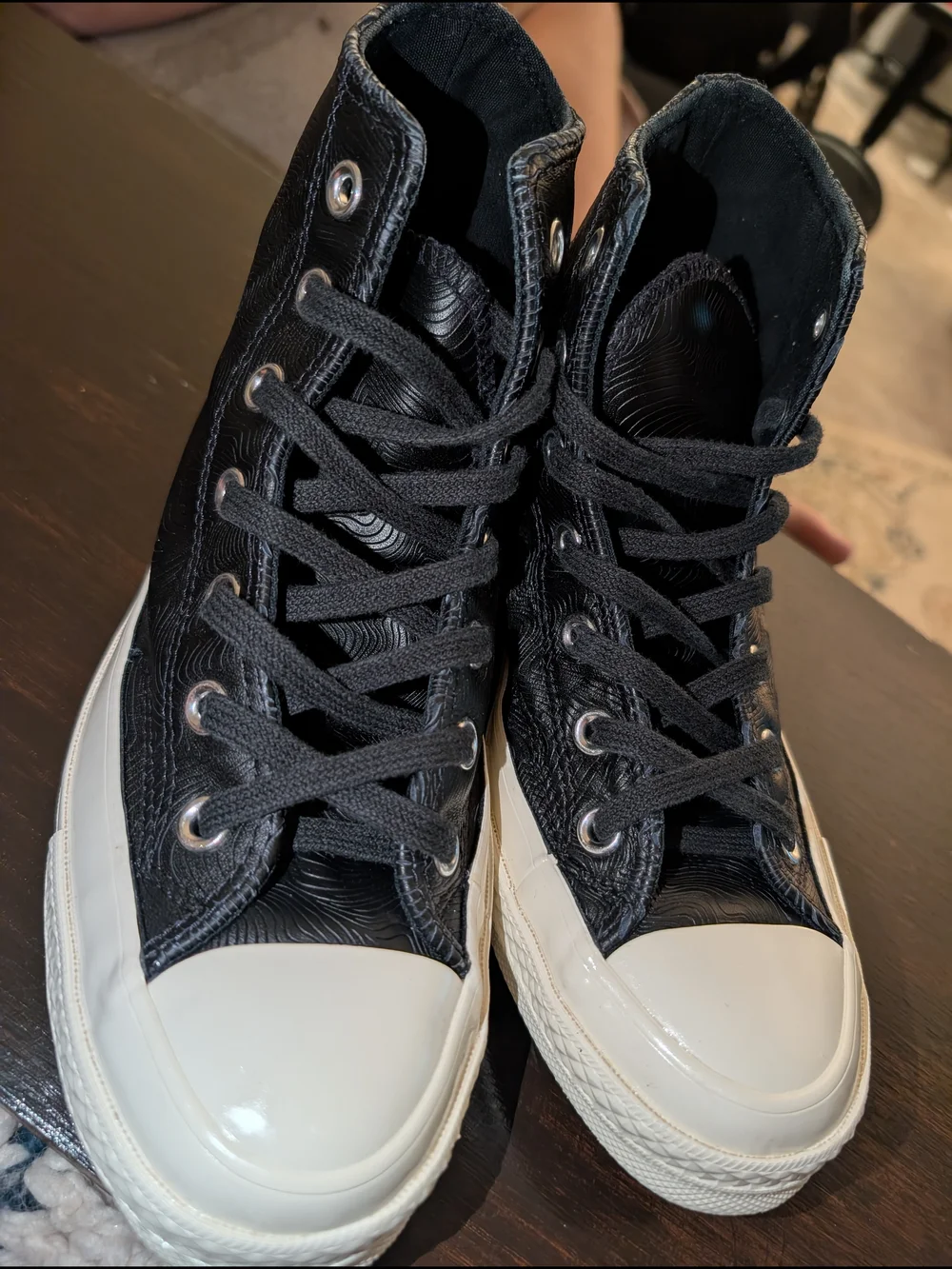 Converse Chuck Taylor All Star Platform High Top Black Embossed Sneakers 7.5